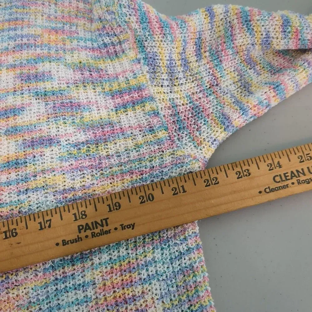 Pol sweater ribbon yarn raw edge small rainbow pastel oversized